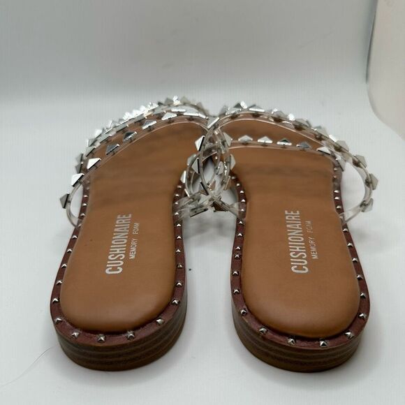 CUSHIONAIRE Women's Studded slide sandal with Memory Foam 8 CLEAR - Picture 4 of 7